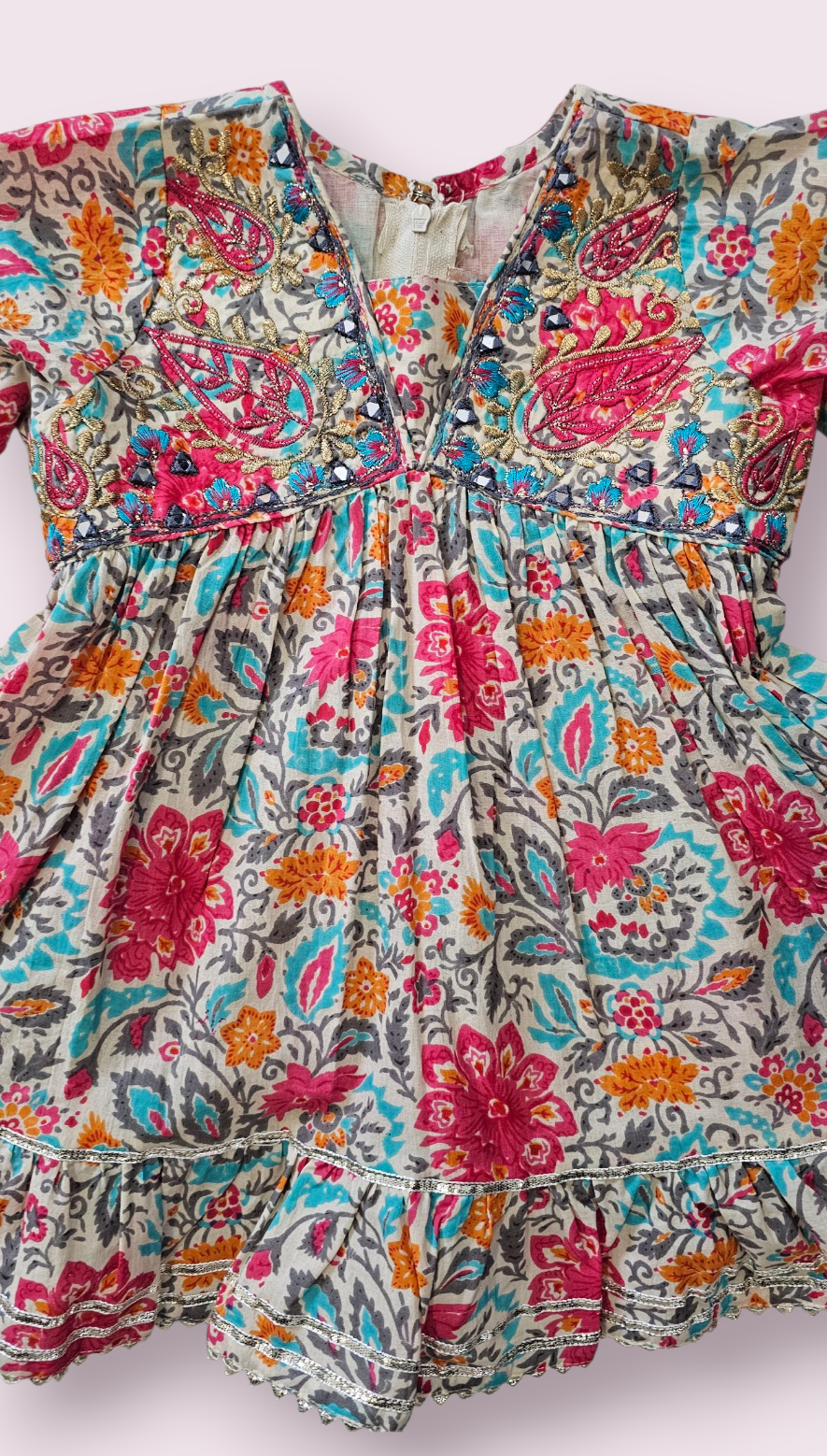 Girl Floral Printed Sharara Suit – Elegant Traditional Ensemble with Dupatta