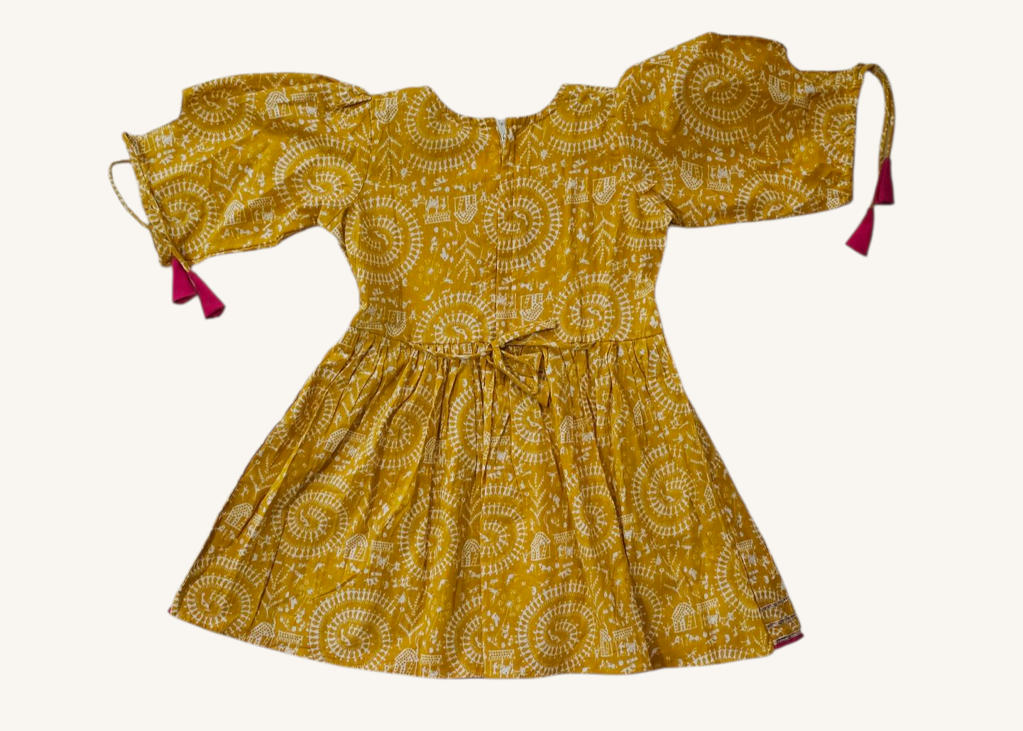Girls’ Mustard Yellow Ethnic Set with traditional warli print