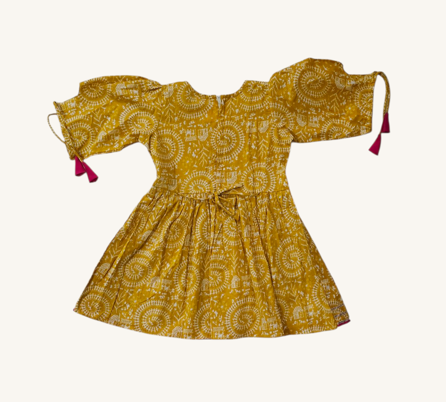 Yellow Kurta with traditional warli print w/ Palazzo pants