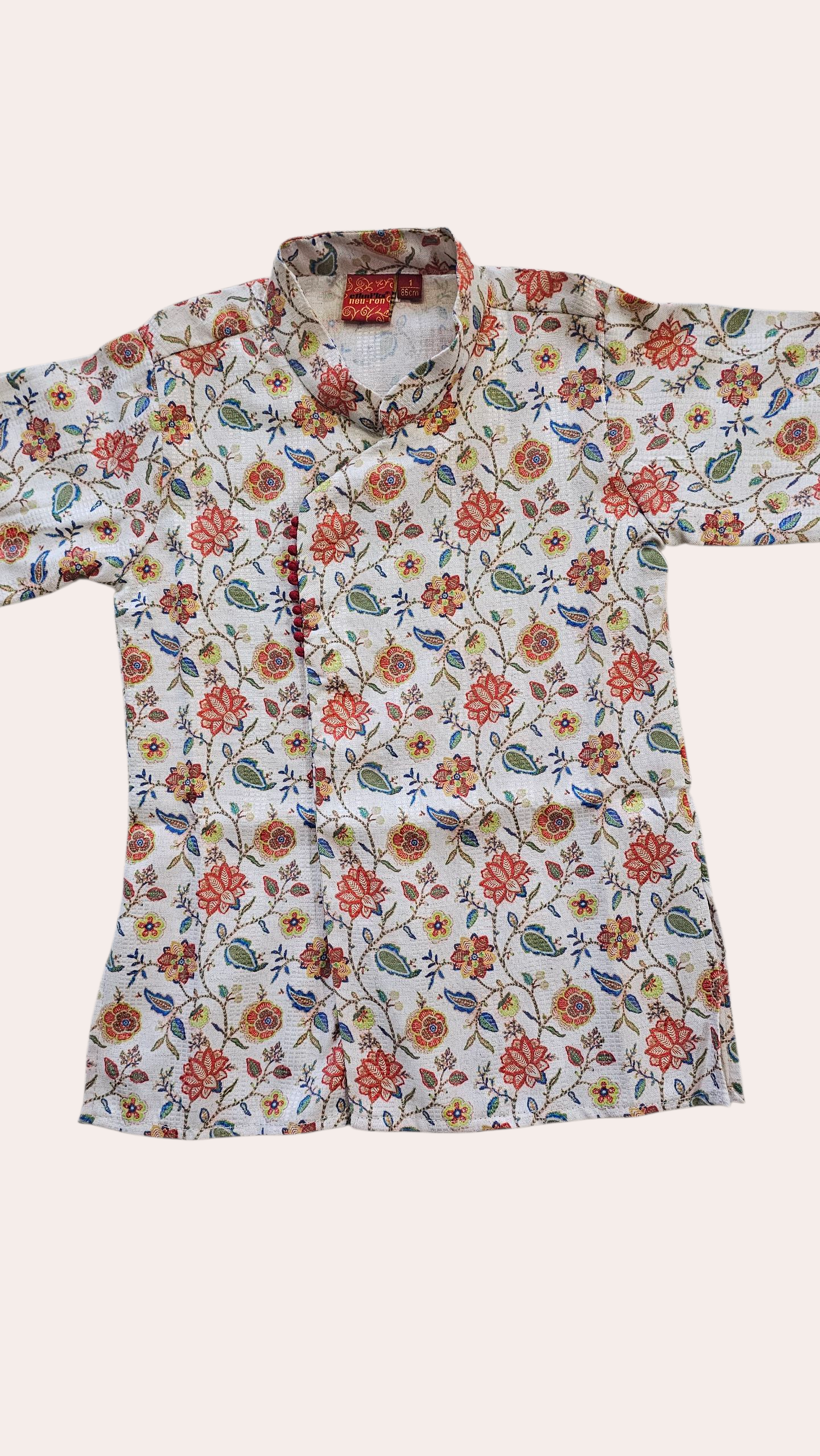 Baby Boys Floral Kurta w/Red Dhoti