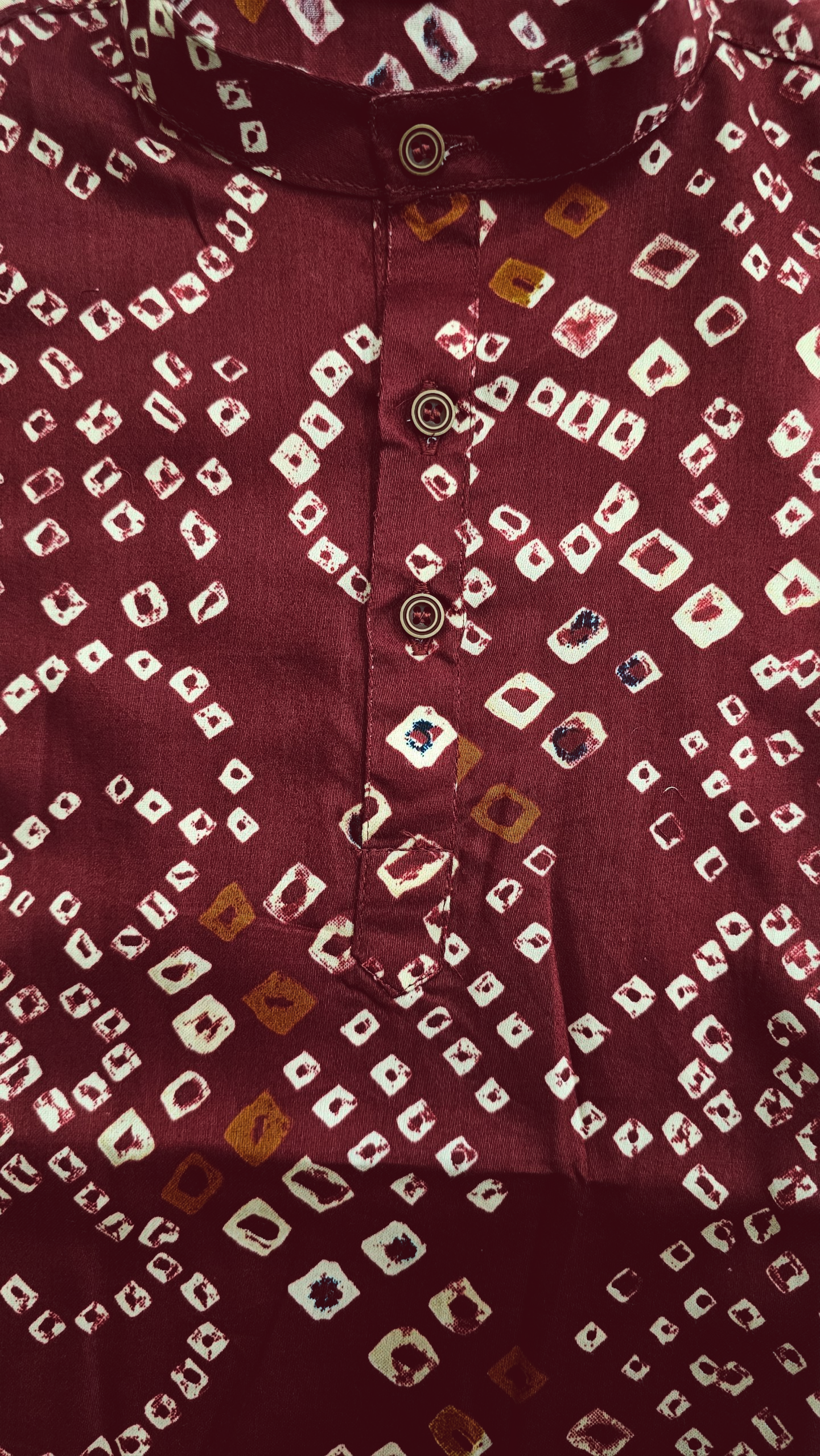 Boy’s Traditional Bandhani Kurta Pajama Set (Maroon Color)
