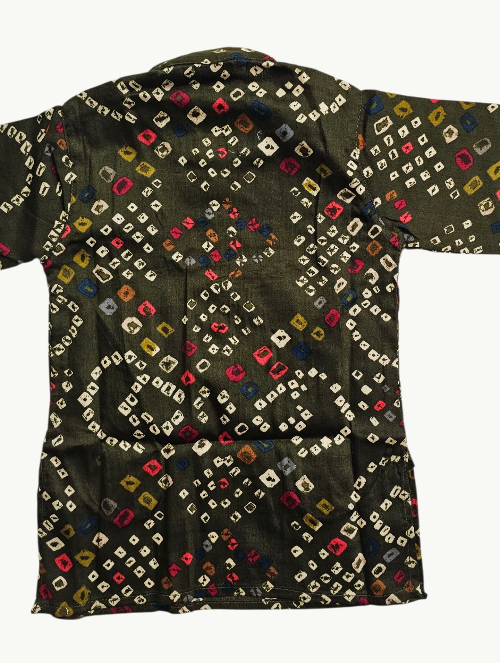 Boy’s Traditional Bandhani Kurta Pajama Set (Mehendi Color)