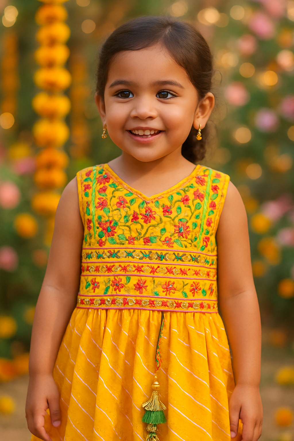 Kids yellow lehenga - Style 3