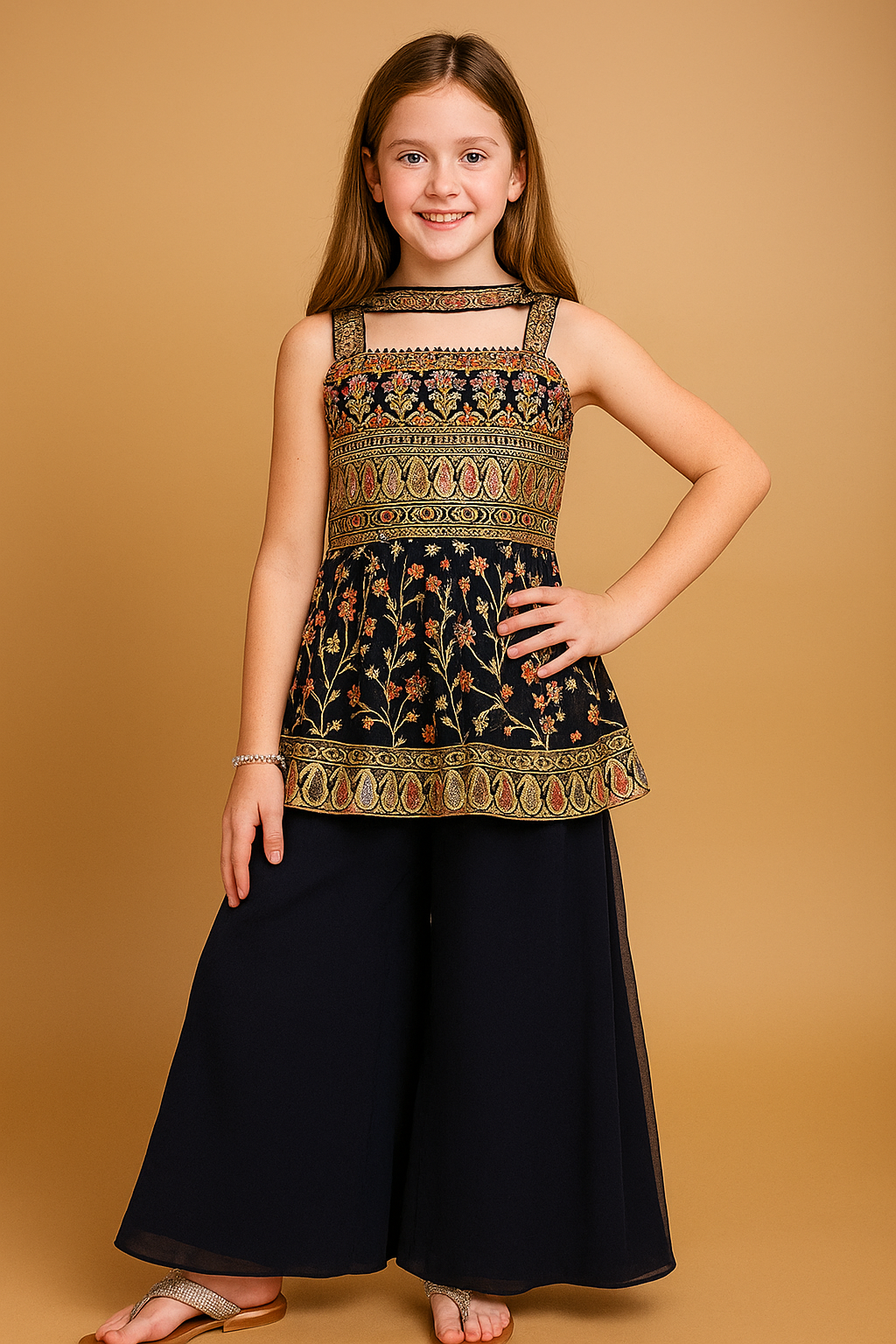 Stylish Embroidered Top & Palazzo Set – Elegant Ethnic Wear