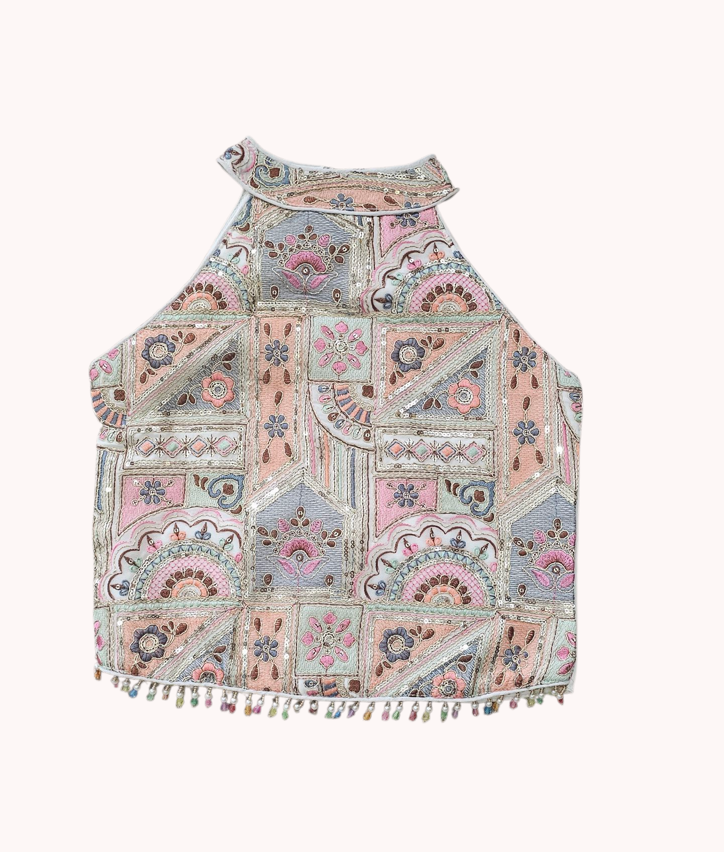 Chic White Palazzo Set with Embroidered Halter Neck Top – Elegant Ethnic Wear