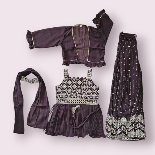 Elegant Brown Sharara Set – Kids Festive Wear