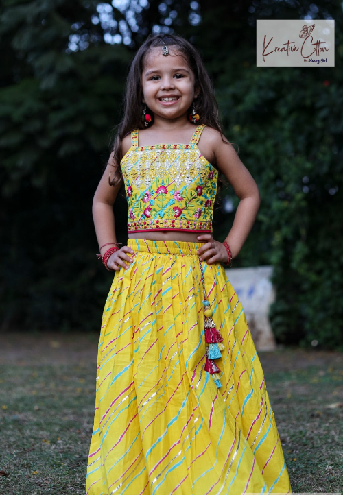 Kids yellow lehenga - 2