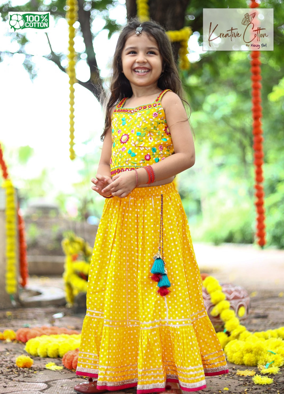 Kids yellow lehenga - Style 1