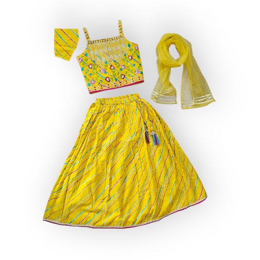 Kids yellow lehenga - Style 2