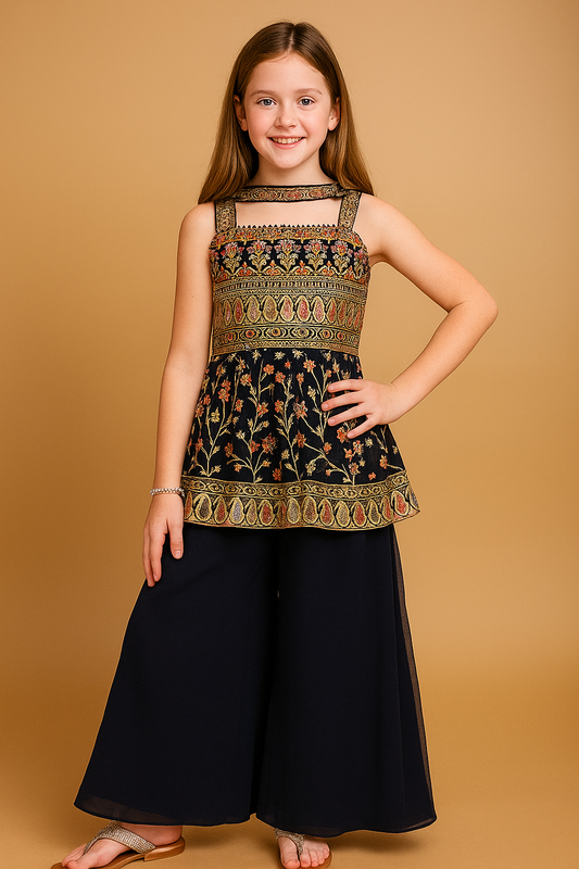 Stylish Embroidered Top & Palazzo Set – Elegant Ethnic Wear